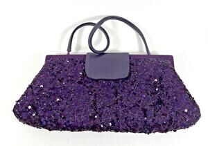 Santi Purple Sequin Woman’s Clutch Purse with Dust Bag